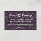 メタリックピンクTシャツプリント衣料品 名刺 (裏面)