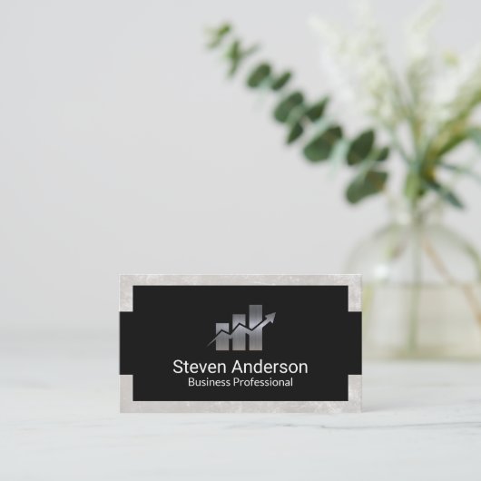 メタリックファイナンスのロゴ | バーグラフ 名刺 (スタンド正面)