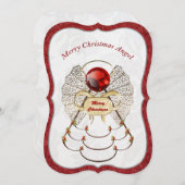 メタリックフィリグリーメリークリスマスエンジェル シーズンカード (正面/裏面)