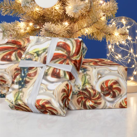 メタリックフェイクキャンディパターン光沢ラッピング紙 ラッピングペーパー (クリスマス)