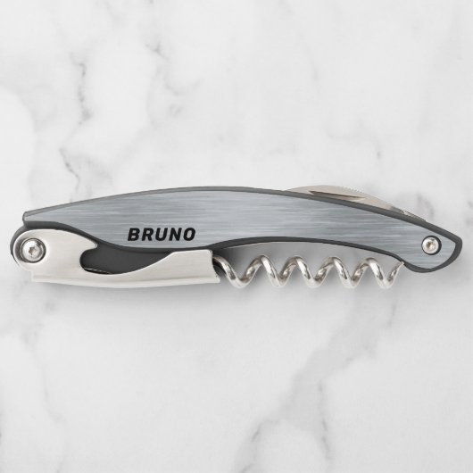 メタリックフェイクシルバーのテクスチャ背景 ソムリエナイフ (正面)