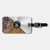 メタリックフェイクシルバー&ブラウン大理石フェイク製 ラゲッジタグ (正面横)