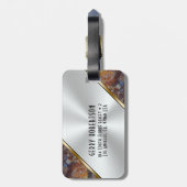 メタリックフェイクシルバー&ブラウン大理石フェイク製 ラゲッジタグ (裏面縦)