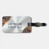 メタリックフェイクシルバー&ブラウン大理石フェイク製 ラゲッジタグ (裏面横)