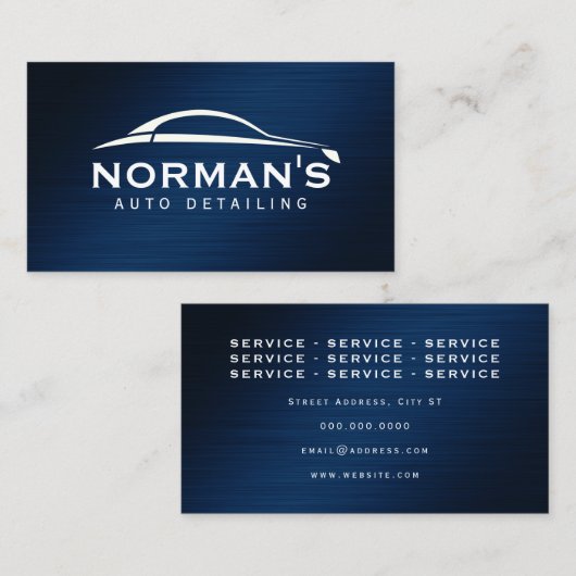 メタリックフェイクダークブルー車の 名刺 (正面/裏面)