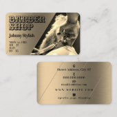 メタリックフェイクテクスチャ理容師名刺 名刺 (正面/裏面)