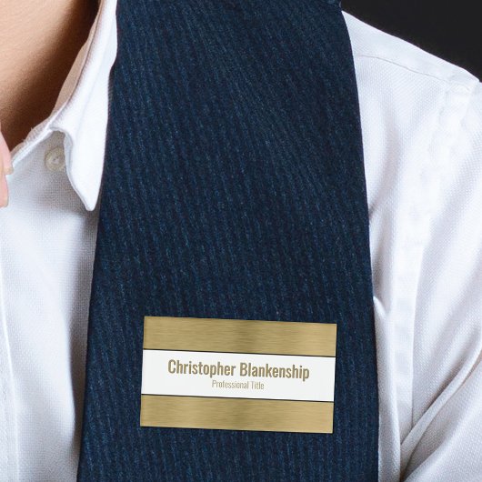 メタリックフェイクプロフェッショナルブラシ付き金ゴールドブラック文字 名札