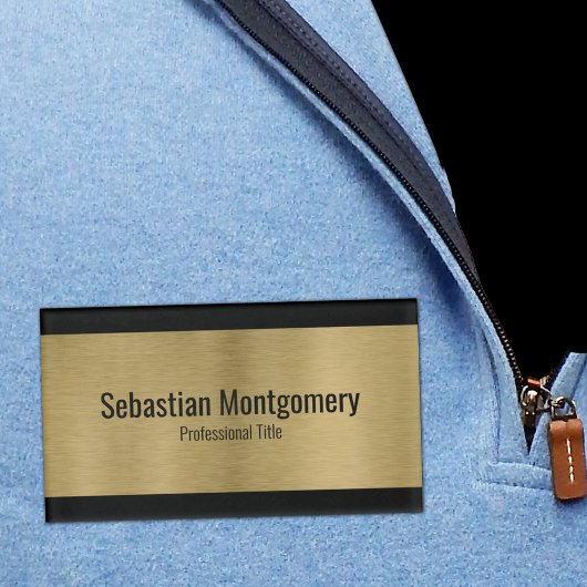 メタリックフェイクプロフェッショナルブラシ付き金ゴールドブラック文字 名札