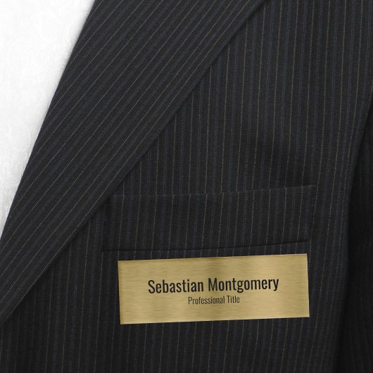 メタリックフェイクプロフェッショナルブラシ付き金ゴールドブラック文字 名札