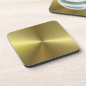 メタリックフェイクルック空白の金ゴールドエレガントテンプレート コースター (左側)
