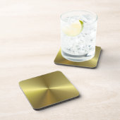 メタリックフェイクルック空白の金ゴールドエレガントテンプレート コースター (右側)