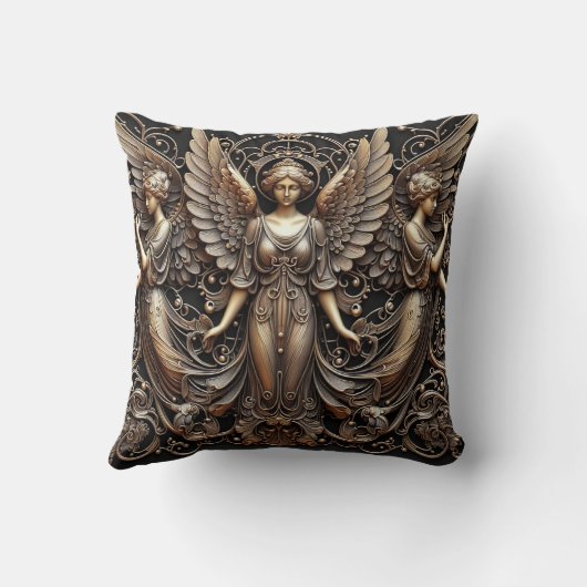 メタリックフェイクレリーフ、 浮き彫りエンジェルズアート装飾用クッション クッション (裏面)