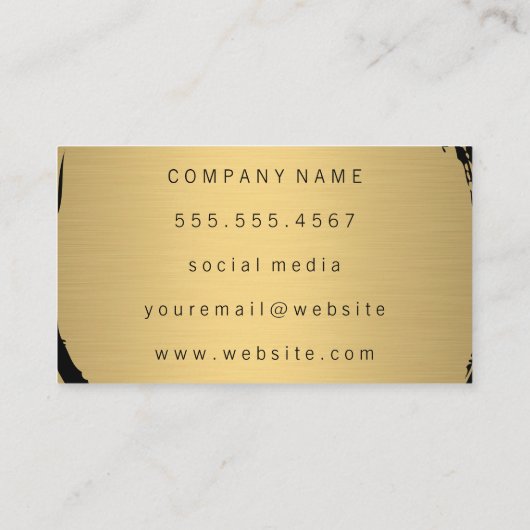 メタリックフェイク金ゴールドブラシ付きクラシックモノグラム 名刺 (裏面)