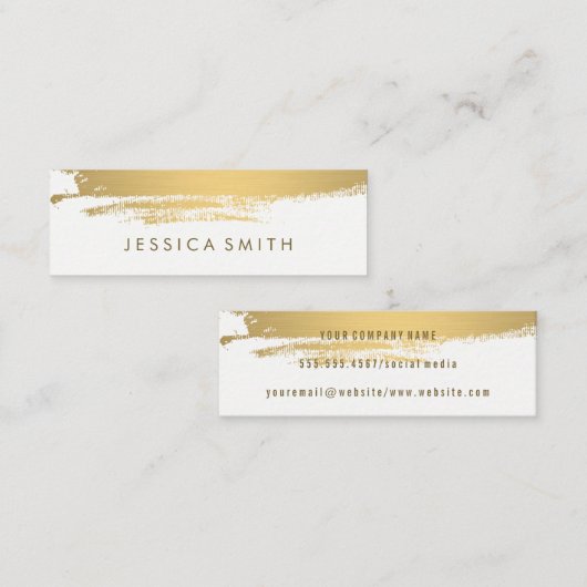 メタリックフェイク金ゴールドブラシ スキニー名刺 (正面/裏面)