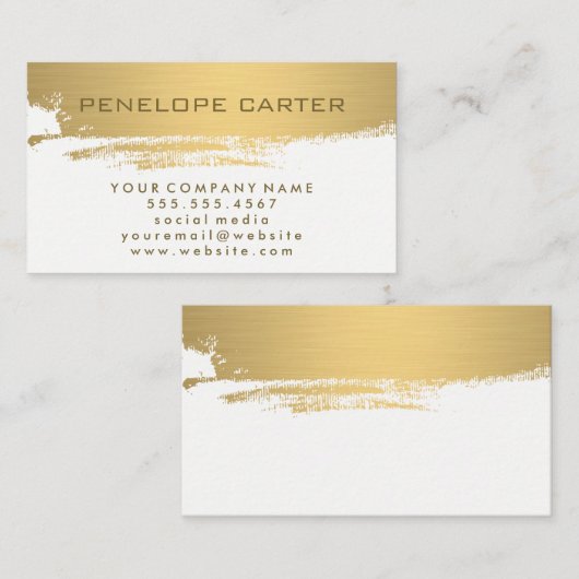 メタリックフェイク金ゴールドブラシ 名刺 (正面/裏面)