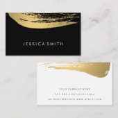 メタリックフェイク金ゴールドブラシ(黒/白) 名刺 (正面/裏面)