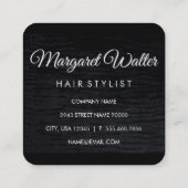 メタリックフェイク金ゴールドベルベットブラックとモノグラム スクエア名刺 (裏面)