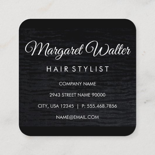 メタリックフェイク金ゴールドベルベットブラックとモノグラム スクエア名刺 (裏面)