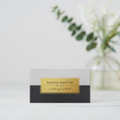 メタリックフェイク金ゴールドラベル二音革 名刺 (スタンド正面)