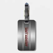 メタリックフェイク銀ストライプ色のアクセント ラゲッジタグ (裏面縦)