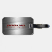 メタリックフェイク銀ストライプ色のアクセント ラゲッジタグ (裏面横)