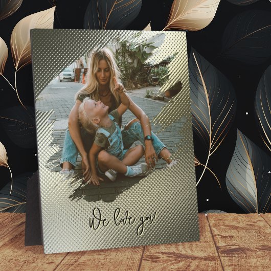 メタリックフレームブラシストローク家族ラブフォト フォトプラーク