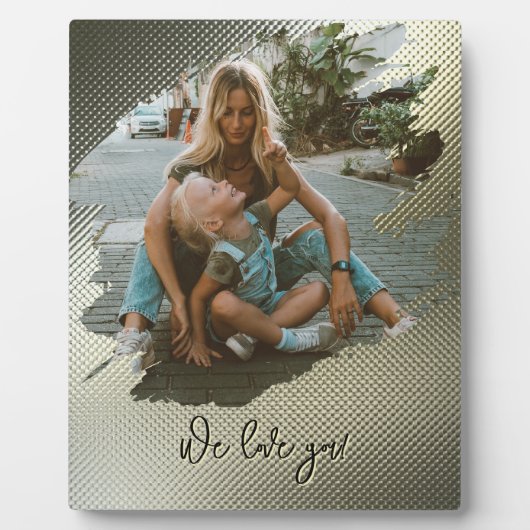 メタリックフレームブラシストローク家族ラブフォト フォトプラーク (正面)