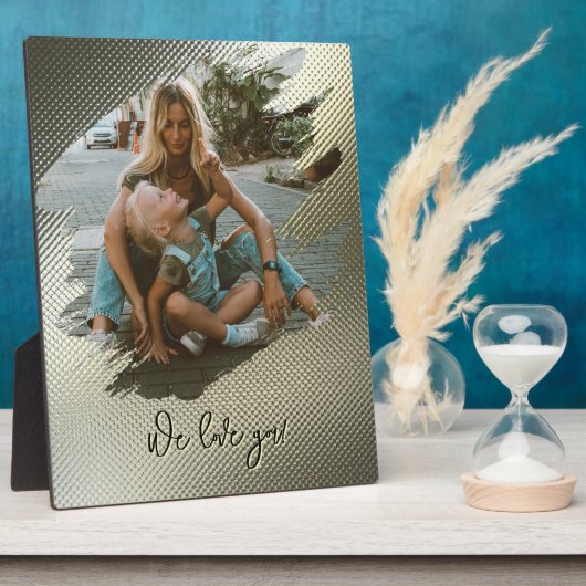 メタリックフレームブラシストローク家族ラブフォト フォトプラーク (側面)