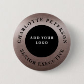 メタリックブラウンカスタムロゴ名タグプロモーション 缶バッジ (正面)