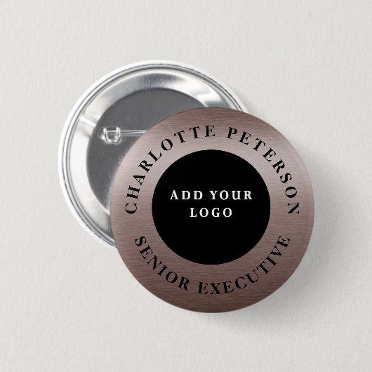メタリックブラウンカスタムロゴ名タグプロモーション 缶バッジ (正面&裏面)