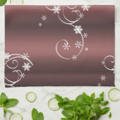 メタリックブラウン白い渦巻きクリスマス キッチンタオル (折り畳み)