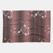メタリックブラウン白い渦巻きクリスマス キッチンタオル (横)