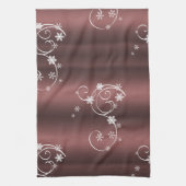 メタリックブラウン白い渦巻きクリスマス キッチンタオル (縦)