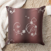 メタリックブラウン白い渦巻きクリスマス クッション (ブランケット)
