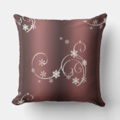 メタリックブラウン白い渦巻きクリスマス クッション (正面)