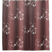 メタリックブラウン白い渦巻きクリスマス シャワーカーテン (正面)