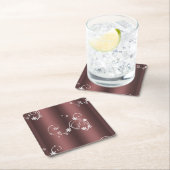 メタリックブラウン白い渦巻きクリスマス スクエアペーパーコースター (インサイチュ)