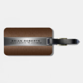 メタリックブラウン&シルバーブラシ仕上げアルミルック ラゲッジタグ (裏面横)