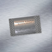 メタリックブラシ仕上げシャイン |ダイヤモンドメッキパターン マグネット名刺 (インサイチュ)