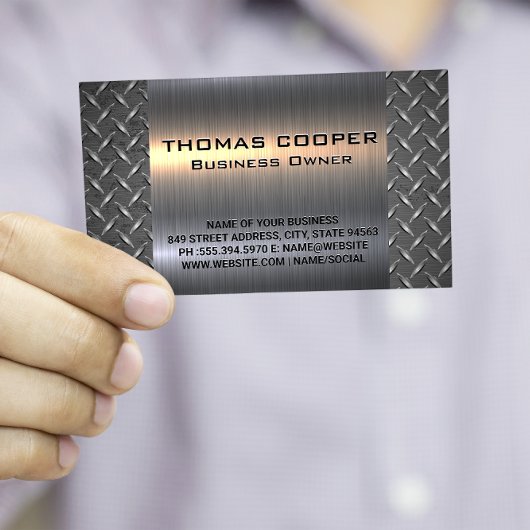 メタリックブラシ仕上げシャイン |ダイヤモンドメッキパターン 名刺