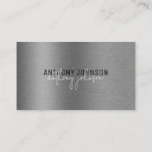 メタリックブラシ仕上げスチールシンプルミニマリストQRコード 名刺 (裏面)