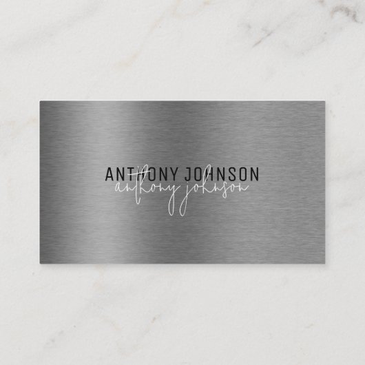 メタリックブラシ仕上げスチールシンプルミニマリストQRコード 名刺 (裏面)