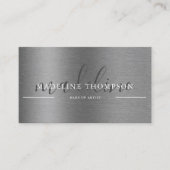 メタリックブラシ仕上げスチール銀スクリプトQrコード 名刺 (正面)