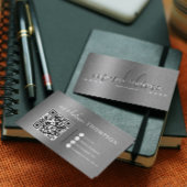 メタリックブラシ仕上げスチール銀スクリプトQrコード 名刺