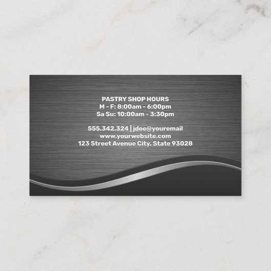 メタリックブラシ付き波の背景 |ウィスク 名刺 (裏面)