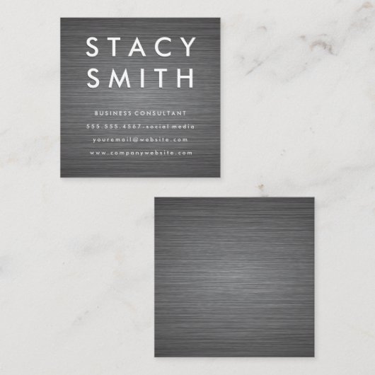 メタリックブラシ付き背景 スクエア名刺 (正面/裏面)