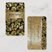 メタリックブラックおよび金ゴールドフローラダンパー 名刺 (正面/裏面)