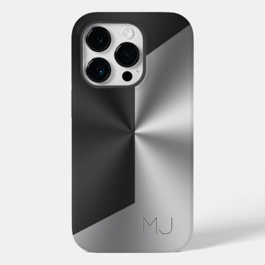 メタリックブラックとグレーの分割スクリーンモノグラム Case-Mate iPhoneケース (裏面)