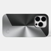 メタリックブラックとグレーの分割スクリーンモノグラム Case-Mate iPhoneケース (裏面 (横))