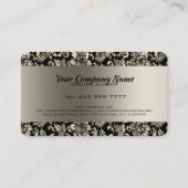 メタリックブラックとシルバーの古いトーンのフローラマスク 名刺 (裏面)